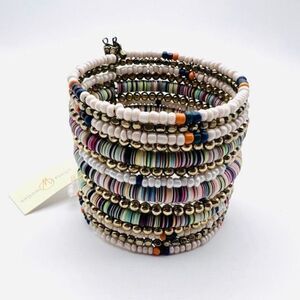 Vintage Olivia Welles Multi-Color Layered Boho‎ Fairy Beaded Cuff Bracelet NWT